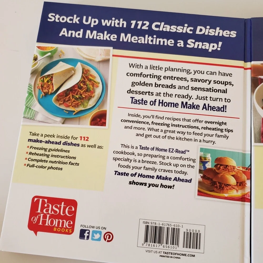 Lot Of 2 Taste of Home Large Print Make Ahead and Slow Cooker Hardcover EZ Read